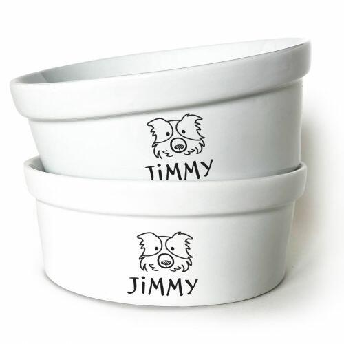 Kit Comedouro + Bebedouro Personalizados Com o Nome do Pet - Dupla de Tigelas de Cer�mica para Pets - Border Collie