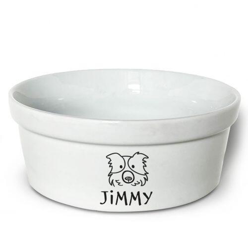 Comedouro/Bebedouro Personalizado Com o Nome do Pet - Tigela de Cer�mica para Pets - Border Collie