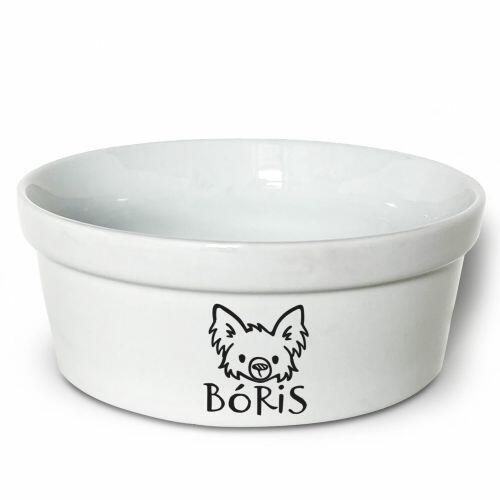 Comedouro/Bebedouro Personalizado Com o Nome do Pet - Tigela de Cer�mica para Pets - Chihuahua Peludo