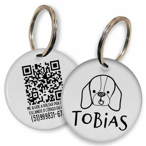 Placa de Identifica��o Personalizada com Telefone e QR Code - Beagle