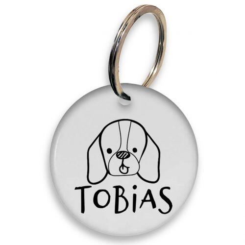 Placa de Identifica��o Personalizada com Telefone e QR Code - Beagle