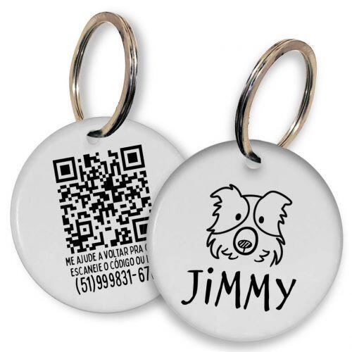 Placa de Identifica��o Personalizada com Telefone e QR Code - Border Collie