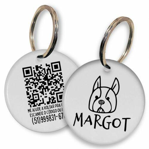Placa de Identifica��o Personalizada com Telefone e QR Code - Buldogue Franc�s