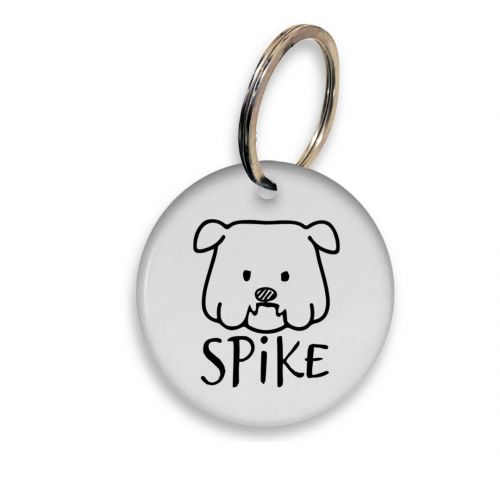 Placa de Identificação Personalizada com Telefone e QR Code - Buldogue Inglês