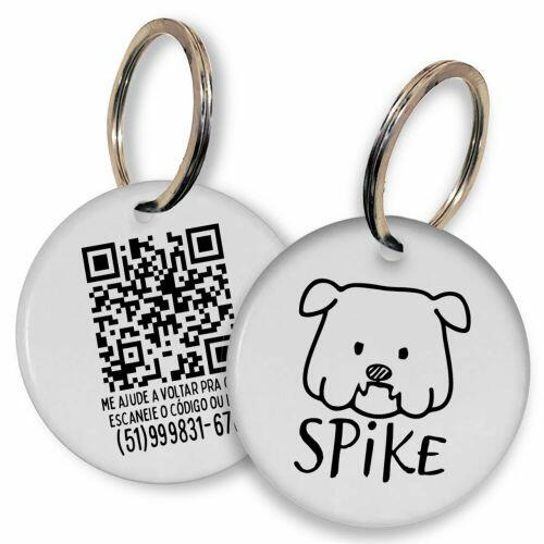 Placa de Identifica��o Personalizada com Telefone e QR Code - Buldogue Ingl�s