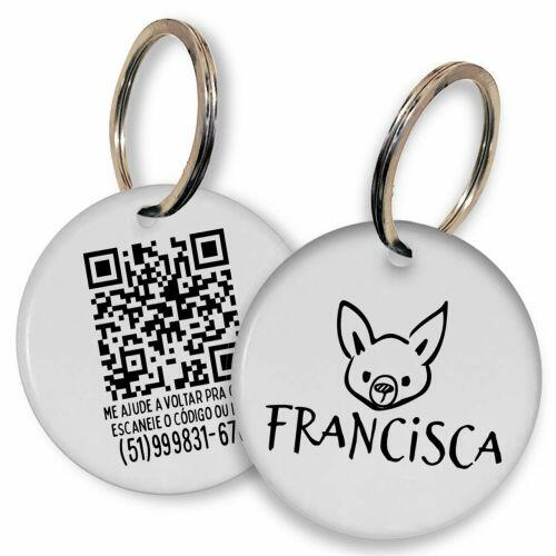 Placa de Identifica��o Personalizada com Telefone e QR Code - Chihuahua