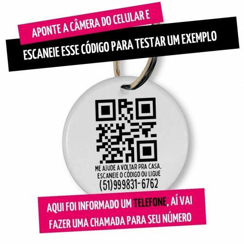Placa de Identificação Personalizada com Telefone e QR Code - Cocker