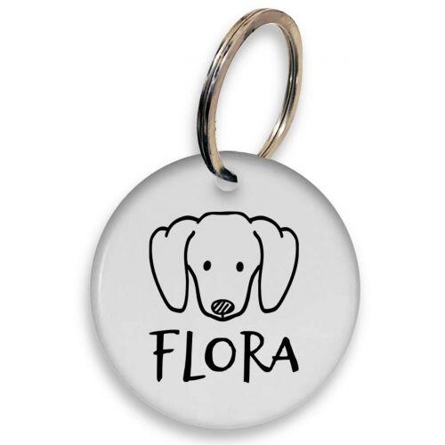 Placa de Identificação Personalizada com Telefone e QR Code - Dachshund