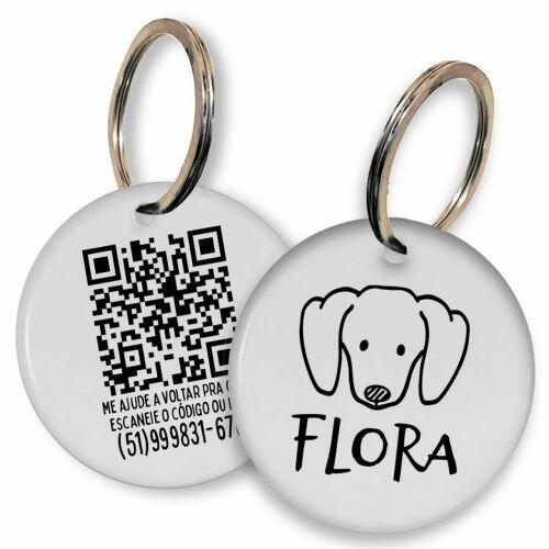 Placa de Identificação Personalizada com Telefone e QR Code - Dachshund