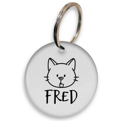Placa de Identificação Personalizada com Telefone e QR Code - Gato