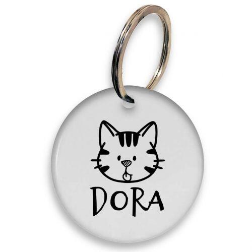 Placa de Identifica��o Personalizada com Telefone e QR Code - Gato Rajado
