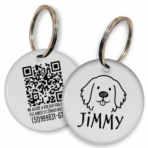 Placa de Identifica��o Personalizada com Telefone e QR Code - Golden Retriever