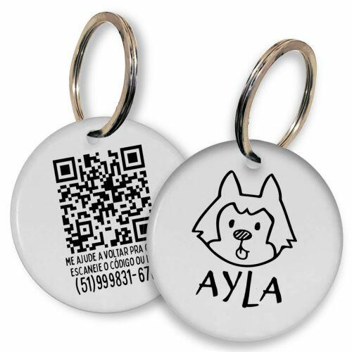 Placa de Identifica��o Personalizada com Telefone e QR Code - Husky