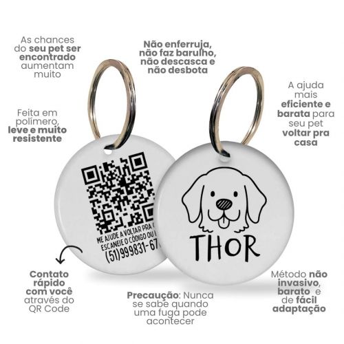 Placa de Identificação Personalizada com Telefone e QR Code - Labrador