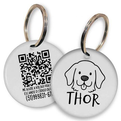 Placa de Identifica��o Personalizada com Telefone e QR Code - Labrador