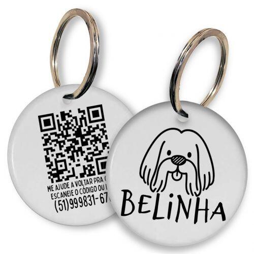 Placa de Identifica��o Personalizada com Telefone e QR Code -  Lhasa Apso