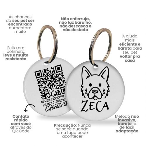 Placa de Identificação Personalizada com Telefone e QR Code - Pastor Alemão