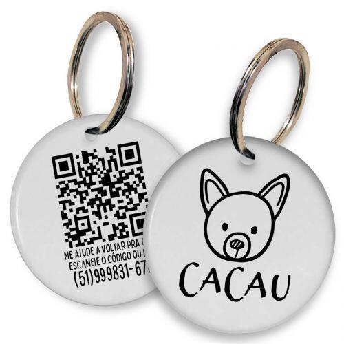 Placa de Identifica��o Personalizada com Telefone e QR Code - Pinscher