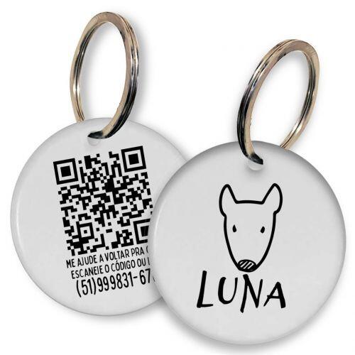 Placa de Identifica��o Personalizada com Telefone e QR Code - Pit Bull
