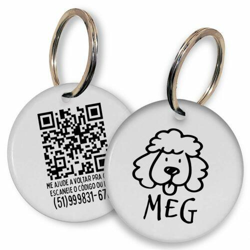 Placa de Identifica��o Personalizada com Telefone e QR Code - Poodle