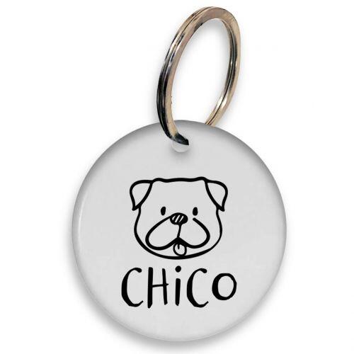 Placa de Identifica��o Personalizada com Telefone e QR Code - Pug