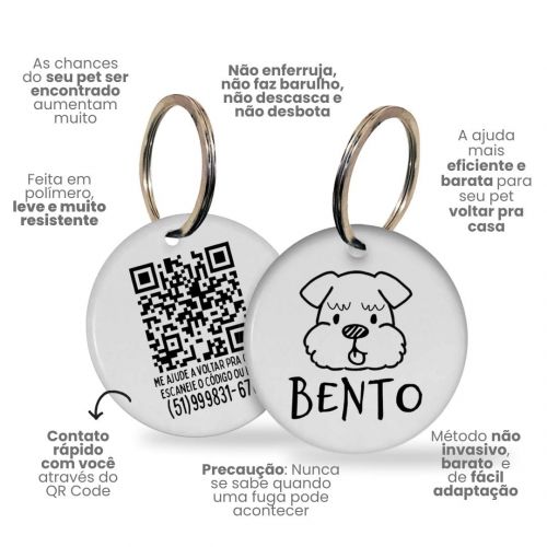 Placa de Identificação Personalizada com Telefone e QR Code - Schnauzer