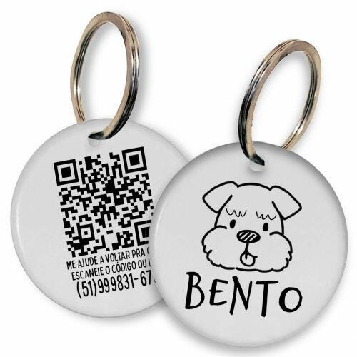 Placa de Identifica��o Personalizada com Telefone e QR Code - Schnauzer