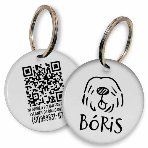 Placa de Identifica��o Personalizada com Telefone e QR Code - Vira Lata Peludo