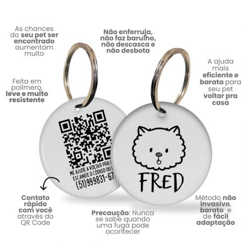 Placa de Identifica��o Personalizada com Telefone e QR Code - Spitz - Lulu