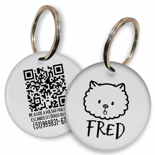 Placa de Identifica��o Personalizada com Telefone e QR Code - Spitz - Lulu