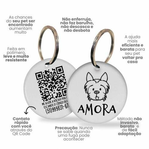 Placa de Identifica��o Personalizada com Telefone e QR Code - Yorkshire