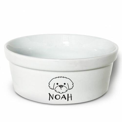 Kit Comedouro + Bebedouro Personalizados Com o Nome do Pet - Dupla de Tigelas de Cer�mica para Pets - Malt�s