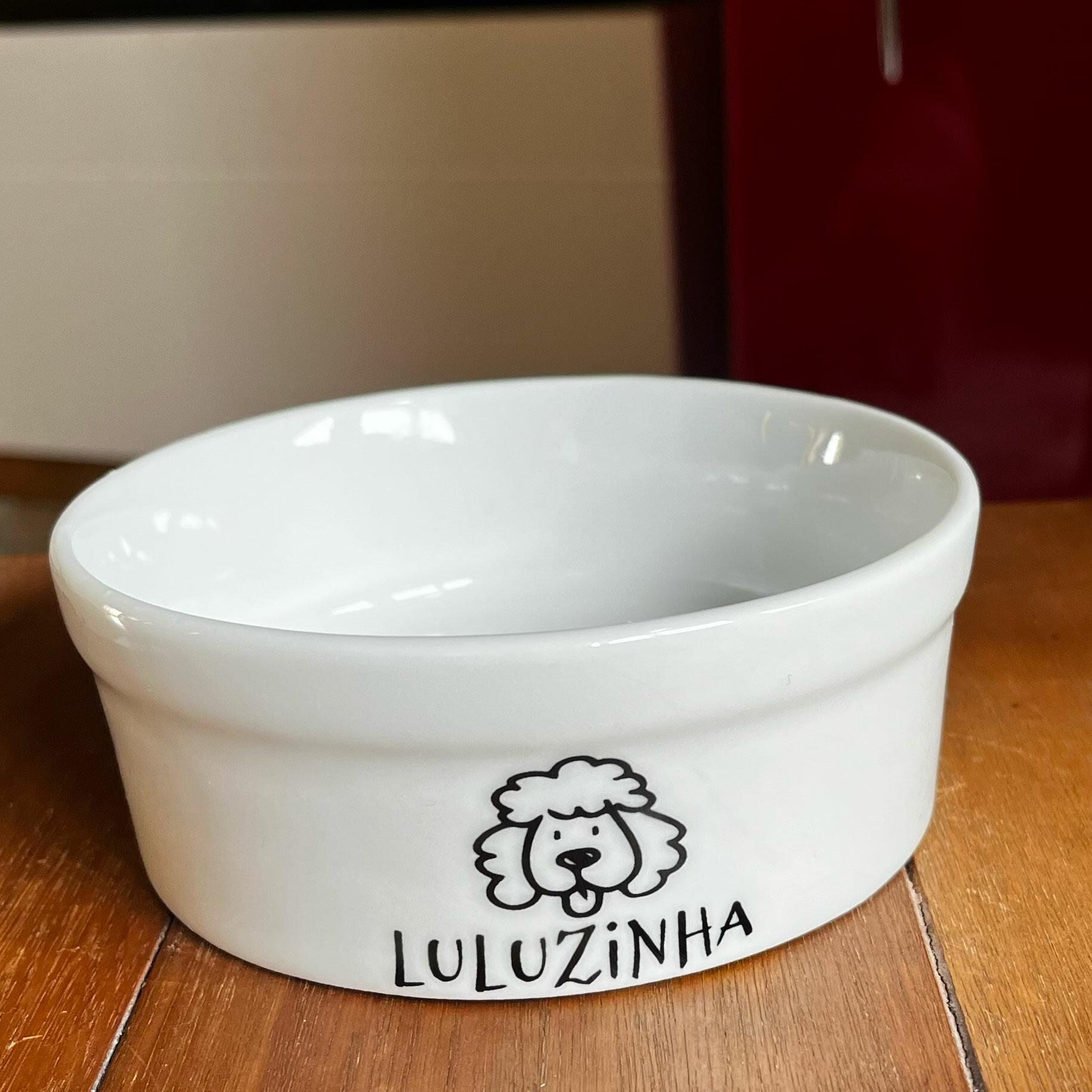Comedouro/Bebedouro Personalizado Com o Nome do Pet - Tigela de Cerâmica para Pets - Maltês