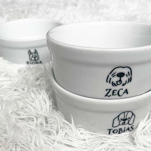 Comedouro/Bebedouro Personalizado Com o Nome do Pet - Tigela de Cerâmica para Pets - Maltês