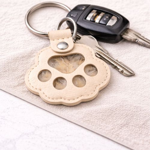 Chaveiro Porta-Pelos do Pet - Sempre Juntos -  Creme