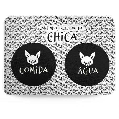 Kit Comedouro, Bebedouro e Tapete Personalizados para Chihuahua | Coleção Carinhas