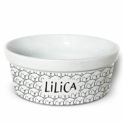 Tigela Personalizada de Cer�mica | Bichon Fris� - Cole��o Carinhas
