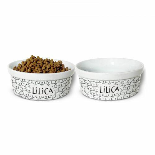 Kit Comedouro e Bebedouro Personalizados de Cer�mica | Bichon Fris� - Cole��o Carinhas