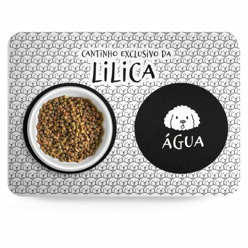 Kit Comedouro, Bebedouro e Tapete Personalizados para Bichon Fris� | Cole��o Carinhas