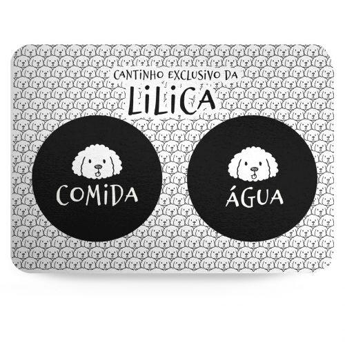 Kit Comedouro, Bebedouro e Tapete Personalizados para Bichon Frisé | Coleção Carinhas