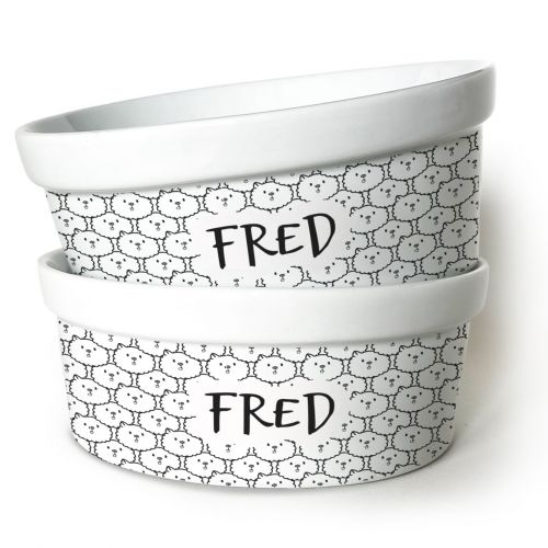 Kit Comedouro, Bebedouro e Tapete Personalizados para Spitz - Lulu | Coleção Carinhas