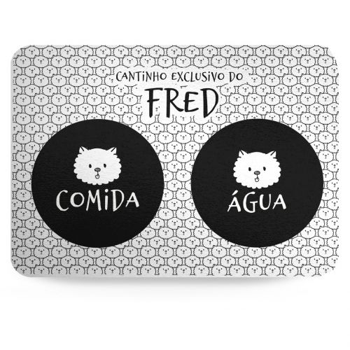 Kit Comedouro, Bebedouro e Tapete Personalizados para Spitz - Lulu | Coleção Carinhas