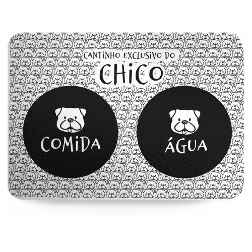 Kit Comedouro, Bebedouro e Tapete Personalizados para Pug | Cole��o Carinhas