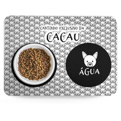 Kit Comedouro, Bebedouro e Tapete Personalizados para Pinscher | Coleção Carinhas