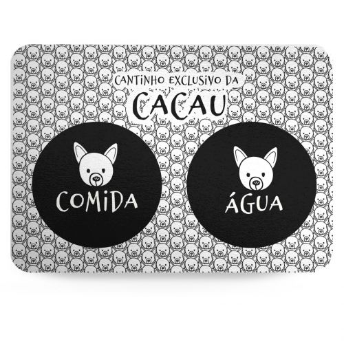 Kit Comedouro, Bebedouro e Tapete Personalizados para Pinscher | Coleção Carinhas
