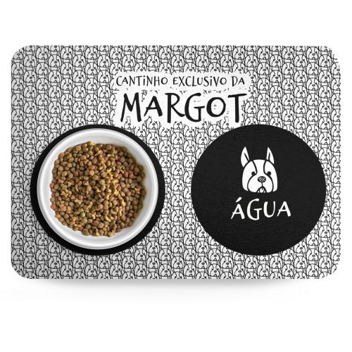 Kit Comedouro, Bebedouro e Tapete Personalizados para Buldogue Francês | Coleção Carinhas