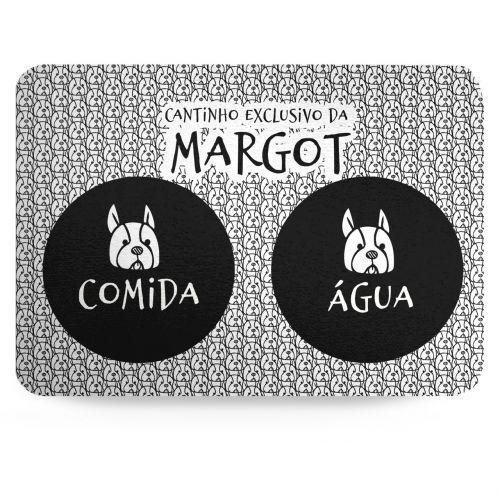 Kit Comedouro, Bebedouro e Tapete Personalizados para Buldogue Francês | Coleção Carinhas