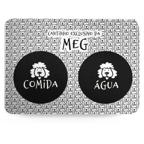 Kit Comedouro, Bebedouro e Tapete Personalizados para Poodle | Coleção Carinhas