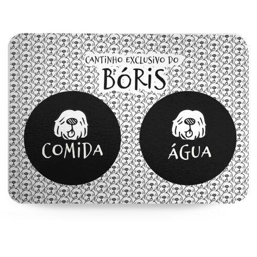 Kit Comedouro, Bebedouro e Tapete Personalizados para Vira Lata Peludo | Cole��o Carinhas