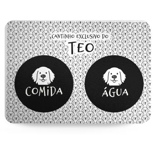 Kit Comedouro, Bebedouro e Tapete Personalizados para Golden | Coleção Carinhas